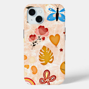 Coque Pour iPhone 15 Stickers esthétiques Boho Collage Téléphone Case
