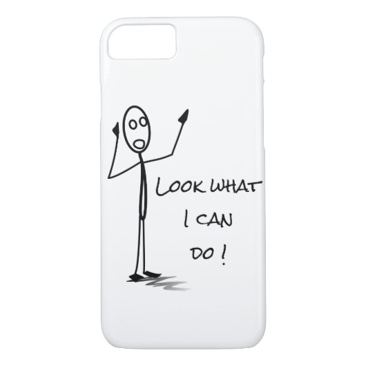 Coques Case-Mate iPhone Stickman drôle au téléphone Noir blanc (Dos)