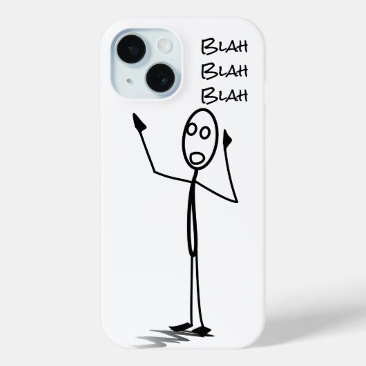 Coques Case-Mate iPhone Stickman on phone funny Black and white blah blah (Verso)