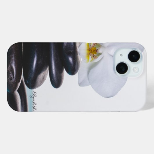 Coques Case-Mate iPhone Stones Zen, Méditation Orchidée Blanche (Verso (horizontal))