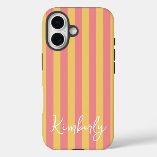 Coques Case-Mate iPhone Striped Orange Yellow Personalized  (Verso)