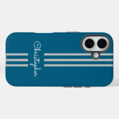 Coques Case-Mate iPhone Stripes de course à la mode moderne monogrammed (Verso (horizontal))