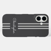 Coques Case-Mate iPhone Stripes de course à la mode moderne monogrammed (Verso (horizontal))