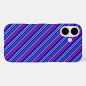 Coques Case-Mate iPhone stripes en bleu et purple (Verso (horizontal))