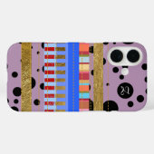 Coques Case-Mate iPhone Stripes et points cool et initiale (Verso (horizontal))