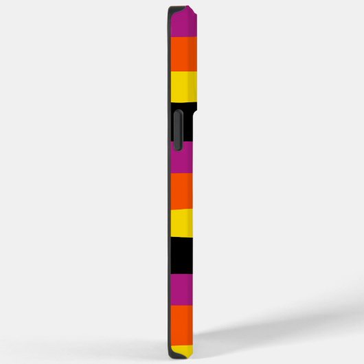 Coques Case-Mate iPhone Stripes inégales - Noir, rose, orange et jaune (Verso / Droite)