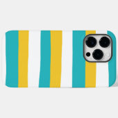 Coques Case-Mate iPhone Stripes inégales - Turquoise et Jaune (Verso (horizontal))