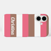 Coques Case-Mate iPhone Stripes Motif Mocha Rose Blanc Personnaliser (Verso (horizontal))