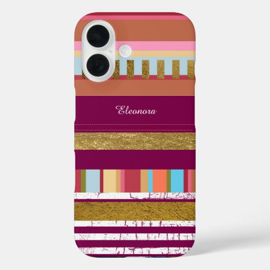 Coques Case-Mate iPhone Stripes & Nom Coloré (Verso)