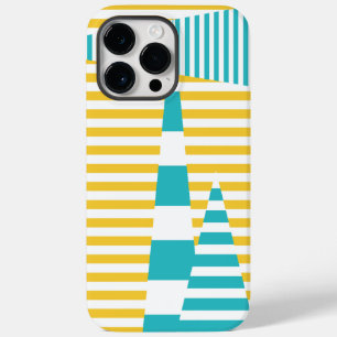 Coque Pour Pour iPhone 14 Pro Max Stripes on Stripes - Turquoise et Jaune