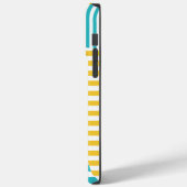 Coques Case-Mate iPhone Stripes on Stripes - Turquoise et Jaune (Verso / Gauche)