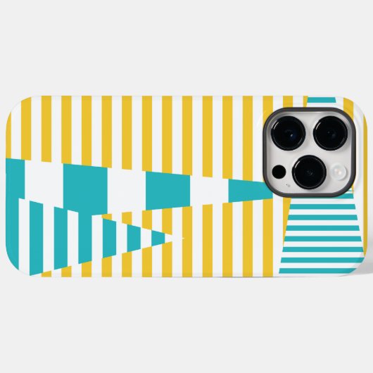 Coques Case-Mate iPhone Stripes on Stripes - Turquoise et Jaune (Verso (horizontal))