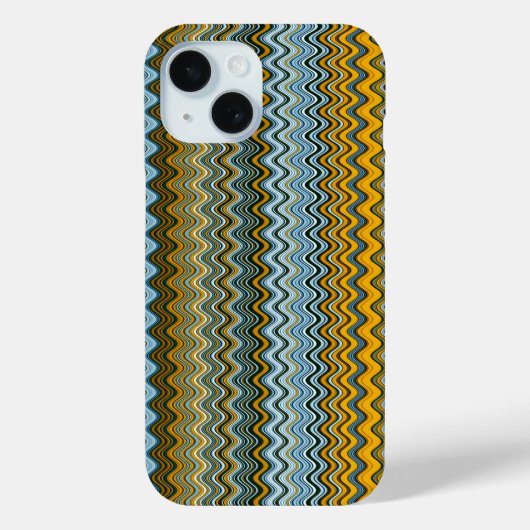 Coques Case-Mate iPhone Stripes ondulées jaune et bleu uniques (Verso)