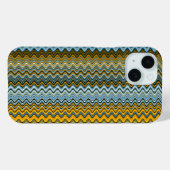 Coques Case-Mate iPhone Stripes ondulées jaune et bleu uniques (Verso (horizontal))