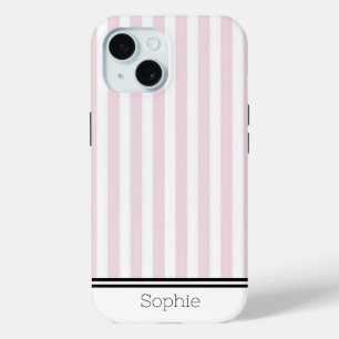 Coque Pour iPhone 15 Stripes roses personnalisé Samsung