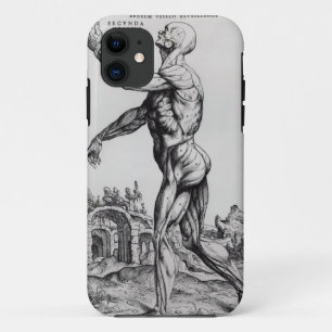 Coque iPhone 11 Structure de musculature d'un homme (b/w négatif