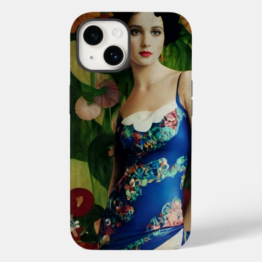 Coques Case-Mate iPhone Style Art Déco Elégant Femme avec Grandes Fleurs A (Verso)