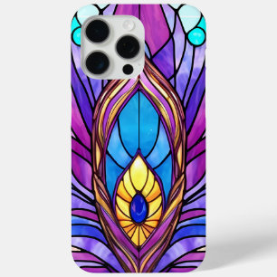 Coque iPhone 15 Pro Max Style Art Nouveau Vitrage Peacock Plumes