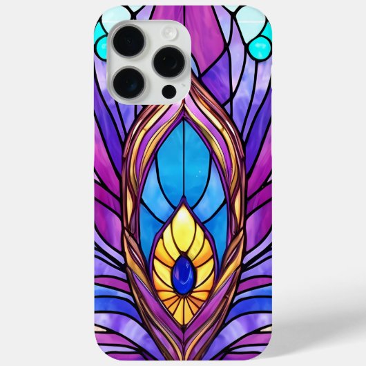 Coques Case-Mate iPhone Style Art Nouveau Vitrage Peacock Plumes (Verso)