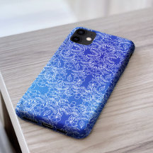 Style blanc motif floral tourbillonner sur bleu