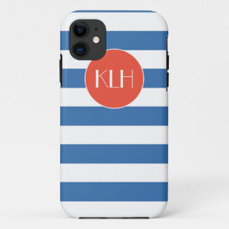 Coque iPhone 11 Style Cabana bleu classique