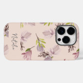 Coques Case-Mate iPhone Stylé Calligraphie monogramme rose motif floral (Verso (horizontal))
