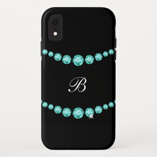 Coques Case-Mate iPhone Style chic de monogramme de Bling (Dos)
