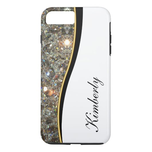 Coques Case-Mate iPhone Style chic de monogramme de Bling (Dos)