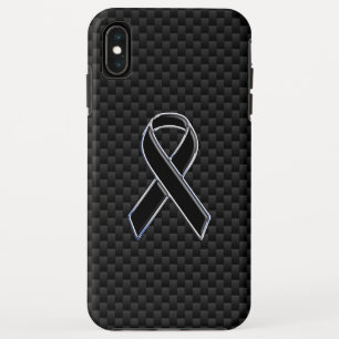 Coque Pour iPhone XS Max Style Chrome Noir Sensibilisation au ruban Carbone