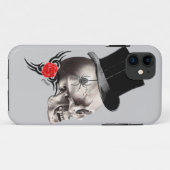Coques Case-Mate iPhone Style crâne gothique et tatouage rose (Dos (Horizontal))