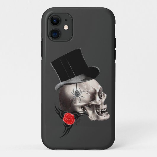 Coques Case-Mate iPhone Style crâne gothique et tatouage rose (Dos)