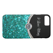 Coques Case-Mate iPhone Style de Bling de turquoise (Dos (Horizontal))