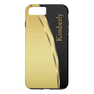 Coque iPhone 7 Plus Style de Bling Noir Classique Or Personnalisé Simp