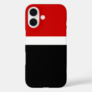 Coques iPhone 16 Style de bloc de couleur noir rouge