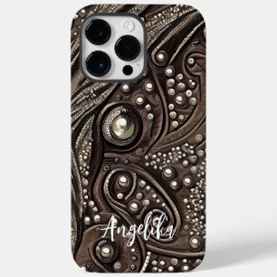 Coque Pour Pour iPhone 14 Pro Max Style de cuir synthétique abstrait moderne avec no