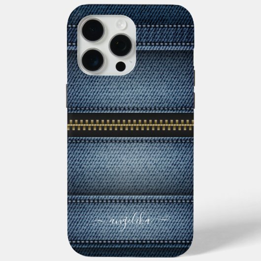 Coques Case-Mate iPhone Style de jeans en denim avec coutures et fermeture (Verso)