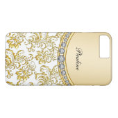 Coques Case-Mate iPhone Style de monogramme d'or classique (Dos (Horizontal))
