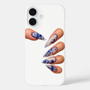 Coques iPhone 16 Style d'ongles bleu