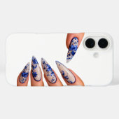 Coques Case-Mate iPhone Style d'ongles bleu (Verso (horizontal))