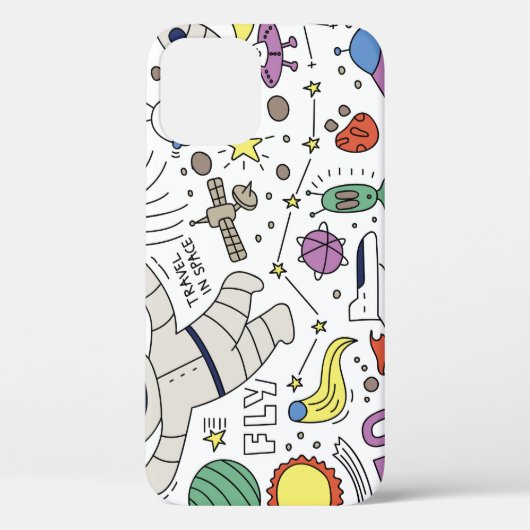 Coques Case-Mate iPhone Style Doodle, illustration du thème spatial. (Verso)