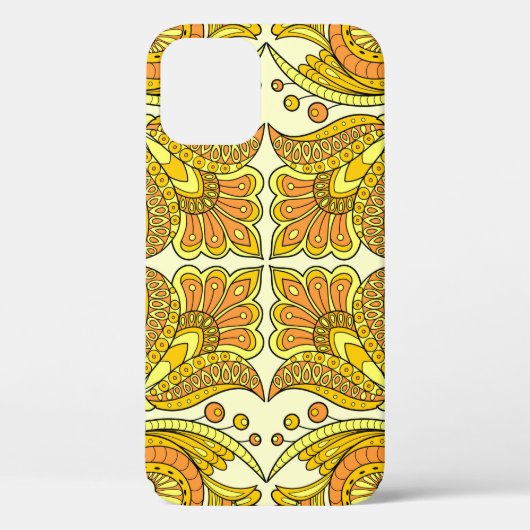 Coques Case-Mate iPhone Style folklorique design floral en jaune (Verso)