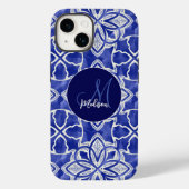 Coques Case-Mate iPhone Stylé girly bleu gris monogrammé initiales (Verso)