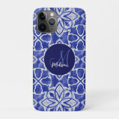 Coques Case-Mate iPhone Stylé girly bleu gris monogrammé initiales (Dos)
