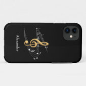 Coques Case-Mate iPhone Style Gold Black Music Clef Personnalisé (Dos (Horizontal))