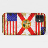 Coques Case-Mate iPhone Style grunge la Floride et drapeaux des Etats-Unis (Dos (Horizontal))