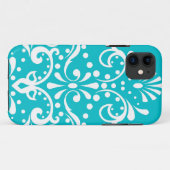 Coques Case-Mate iPhone style henné damask bleu et blanc (Dos (Horizontal))