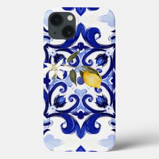 Coques Case-Mate iPhone style italien, carreaux, majolica, citron, impress (Verso)