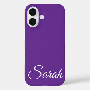 Coques iPhone 16 Style Moderne Classique Customisé Nom Purple.