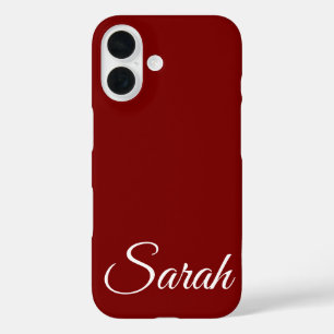 Coques iPhone 16 Style moderne classique Customisé Nom rouge foncé