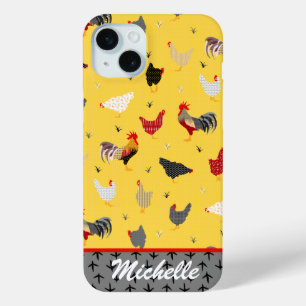 Coque iPhone 15 Mini Style moderne géométrique Memphis Chicken Farm